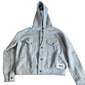 The Black Dog Gray Hoodie Snap Button Front Fleece Jacket Size XS